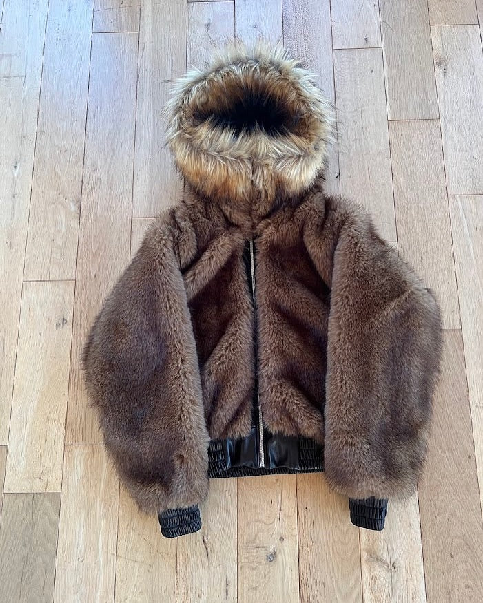 Firefly Reversible Fur Leather Bomber Jacket